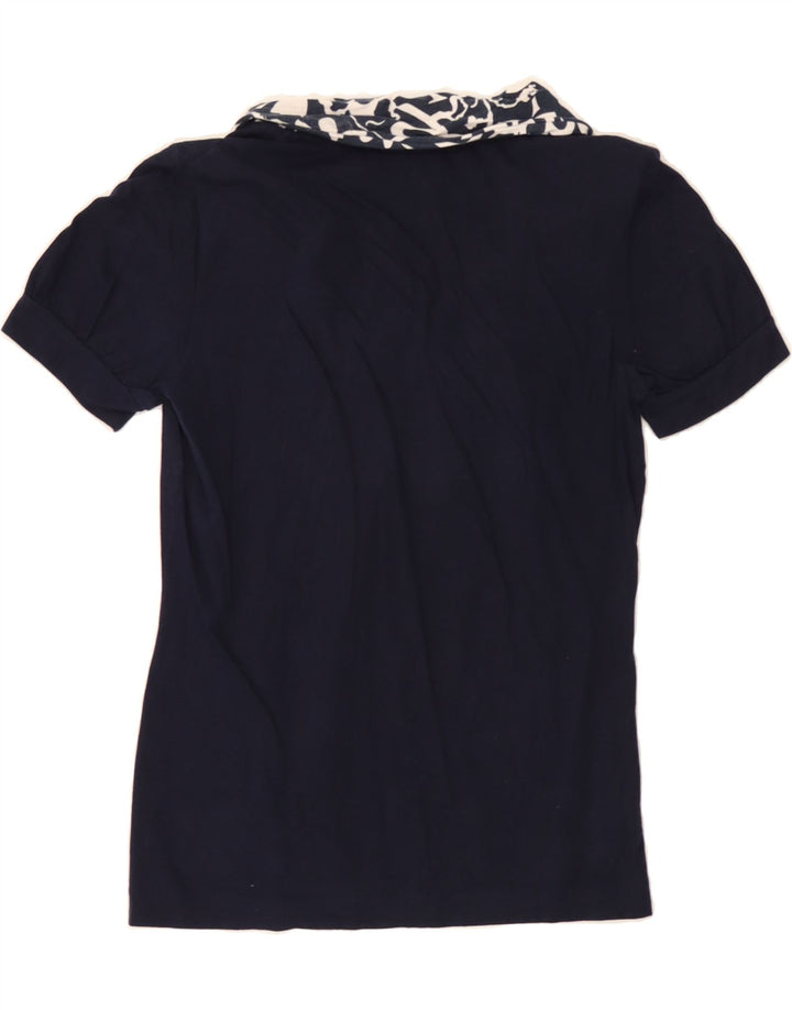 BENETTON Womens Blouse Top UK 12 Medium Navy Blue Floral Cotton Vintage Benetton and Second-Hand Benetton from Messina Hembry 