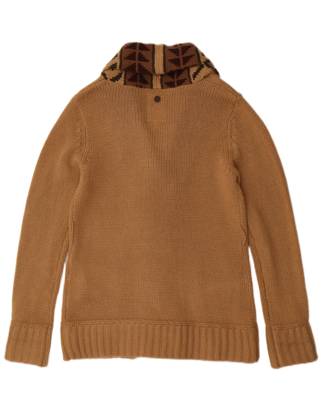 Maglione cardigan da donna KHUJO UK 16 Grande acrilico geometrico beige