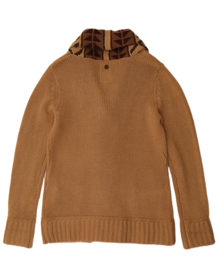 Maglione cardigan da donna KHUJO UK 16 Grande acrilico geometrico beige