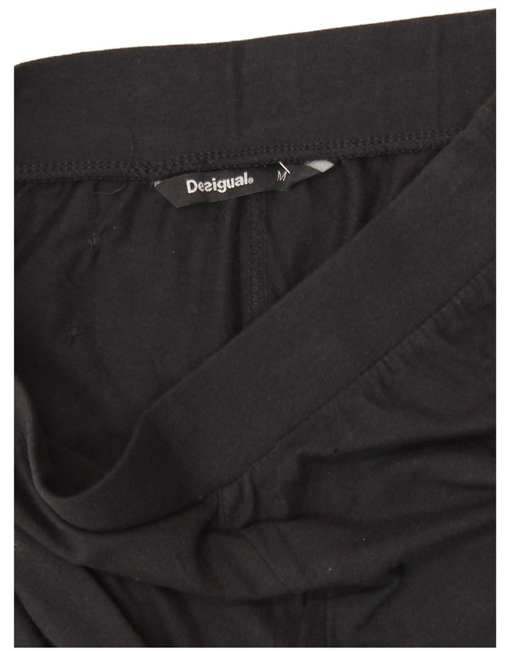 DESIGUAL Womens Graphic Leggings UK 12 Medium  Black Floral