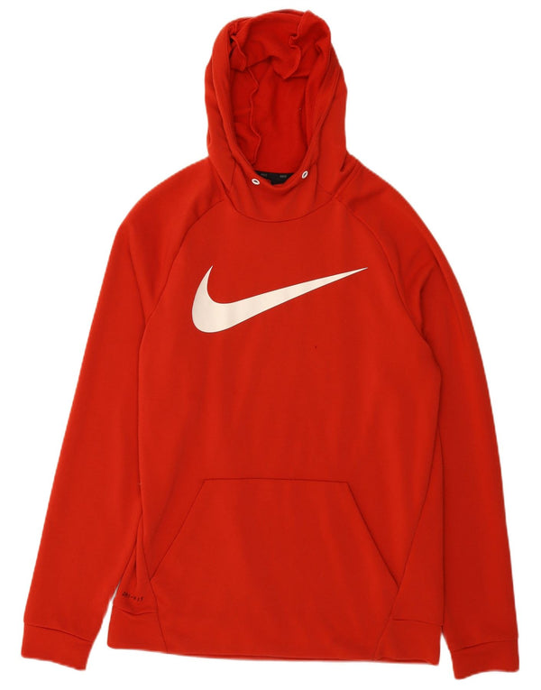 Felpa con cappuccio grafica Nike Dri Fit da uomo in poliestere arancione medio