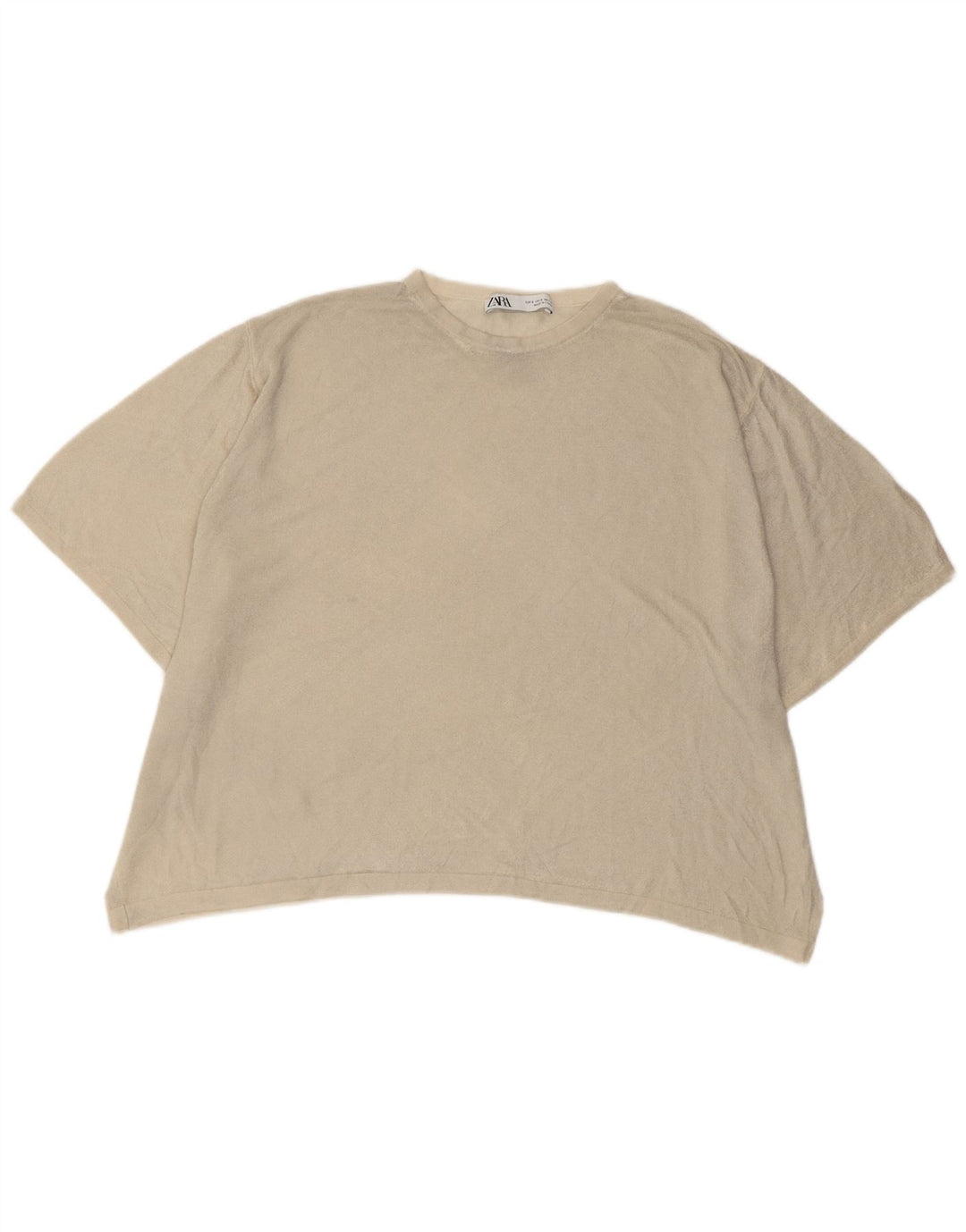 T-shirt oversize da donna ZARA UK 10 piccola bianco sporco