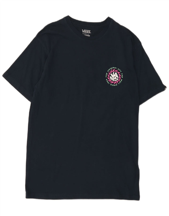 T-shirt grafica da uomo con vestibilità classica Vans, maglietta media in cotone blu navy