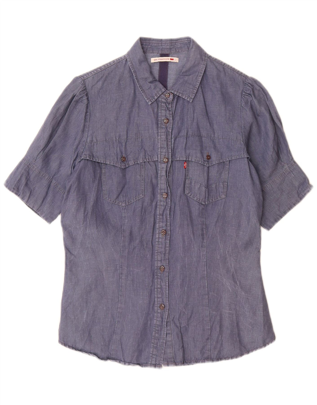 Camicia a maniche corte da donna Levi's UK 14 grande cotone blu