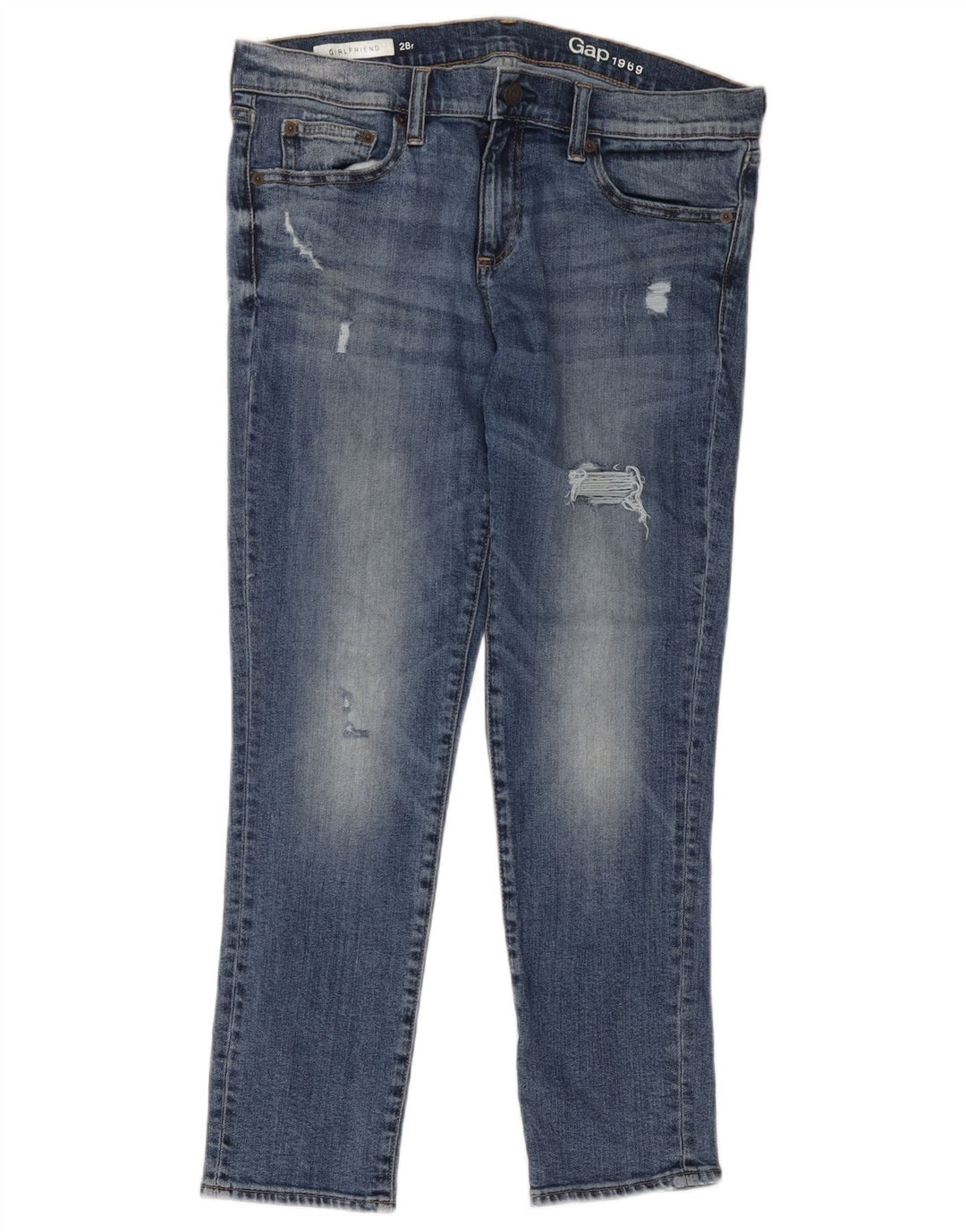 Jeans Gap Girlfriend Distressed Slim da Donna W28 L26 Cotone Blu