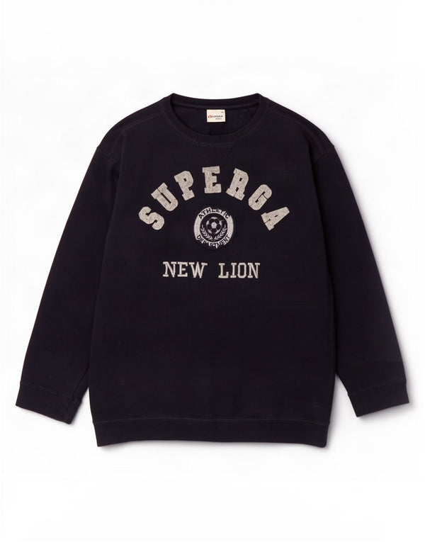 Superga Womens Graphic Sweatshirt Jumper UK 14 Medium Navy Blue Cotton