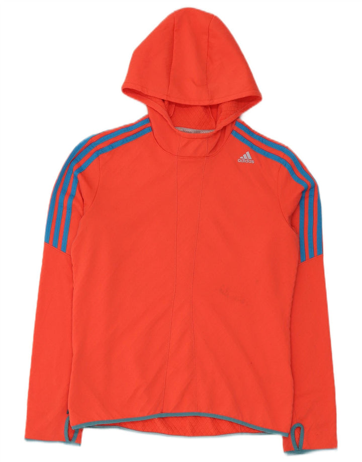 Felpa con cappuccio da donna Adidas UK 14 poliestere rosso medio