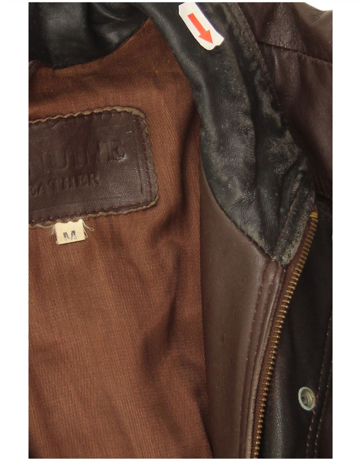 Giacca in pelle vintage da uomo UK 38 in pelle marrone medio