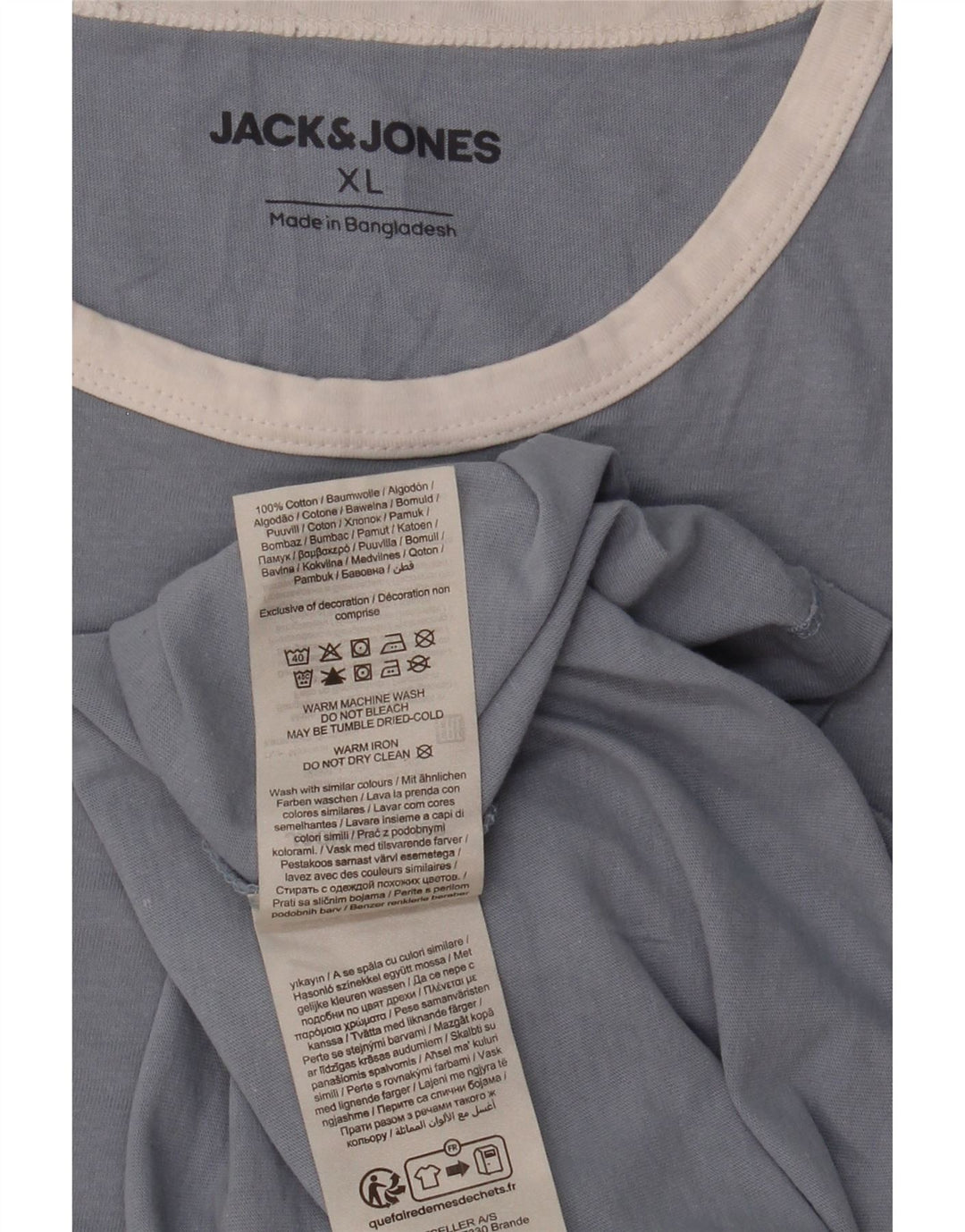 JACK & JONES T-shirt da uomo Top XL Blu in cotone