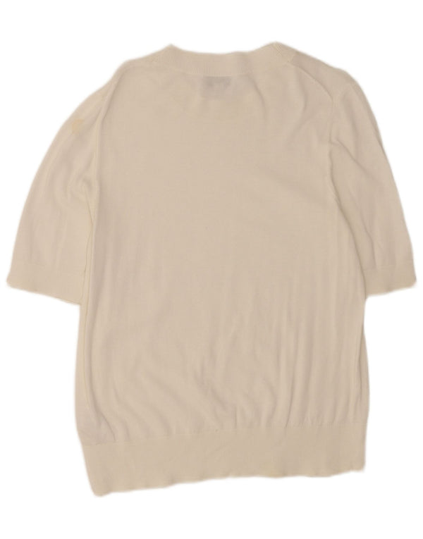 Maglione Cos da donna con scollo a barca con maniche a 3/4 UK 12 Cotone bianco medio