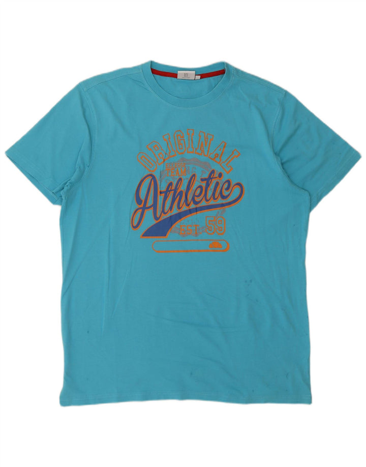 T-shirt grafica da uomo Ellesse Top XL in cotone blu