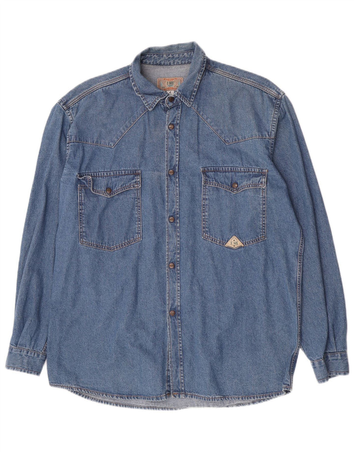 Camicia di jeans vintage da uomo grande blu