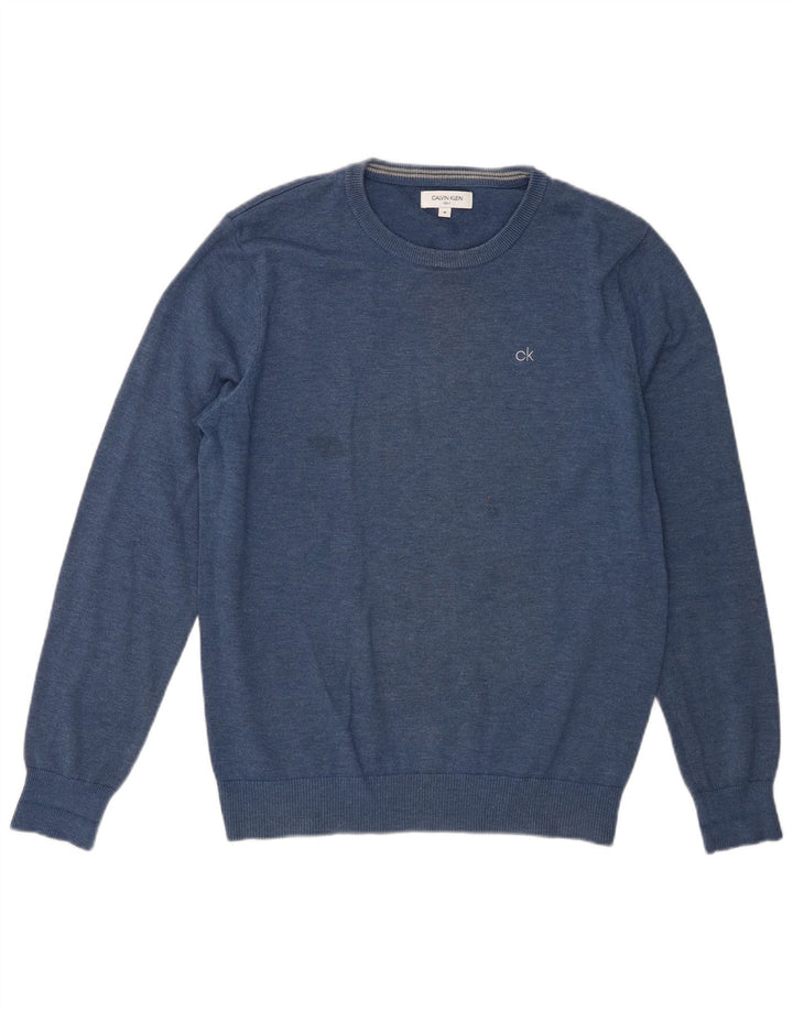 Maglione maglione girocollo da uomo Calvin Klein in cotone blu medio