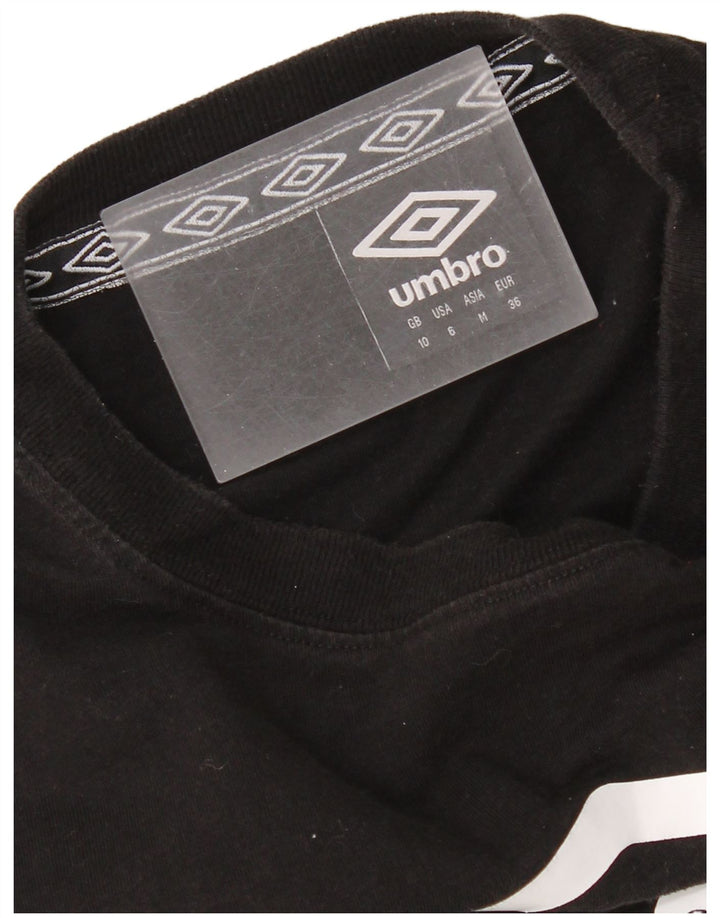 Top Umbro da donna corto con grafica oversize manica lunga UK 10 piccolo nero