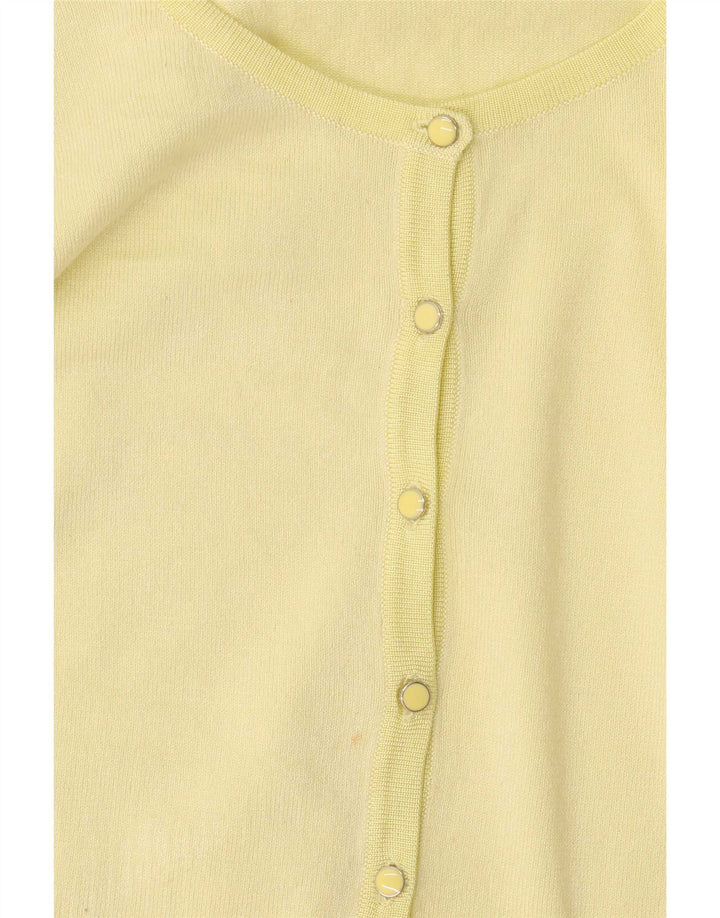 Maglione cardigan da donna Marks & Spencer UK 8 piccolo viscosa gialla