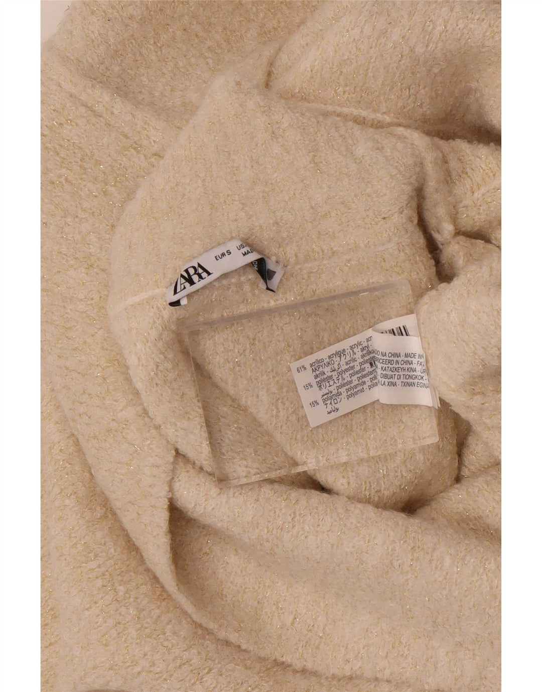 Canotta oversize da donna Zara UK 10 piccola in acrilico bianco sporco