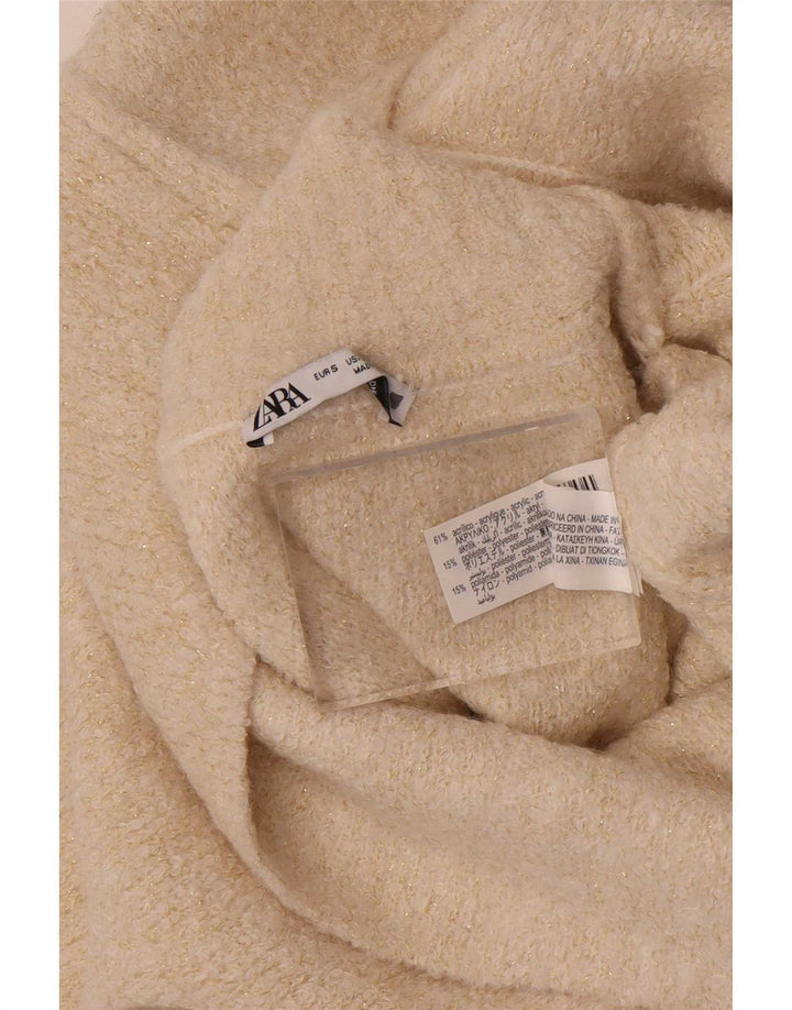 Canotta oversize da donna Zara UK 10 piccola in acrilico bianco sporco