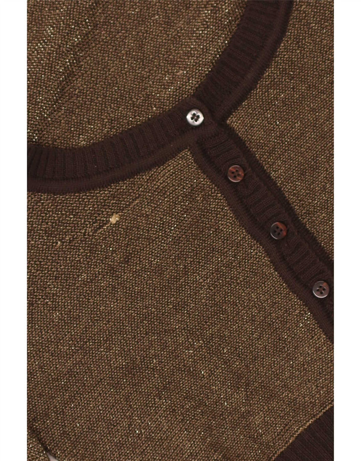 Max & Co. Maglione cardigan corto da donna UK 12 Blocco colore marrone medio