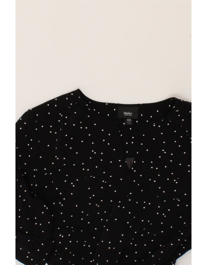 MOSSIMO Womens 3/4 Sleeve A-Line Dress UK 6 XS Black Spotted Polyester Vintage Mossimo and Second-Hand Mossimo from Messina Hembry 