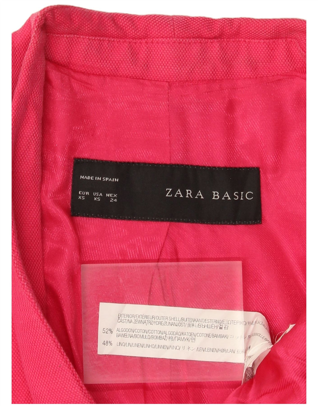 Giacca blazer a 1 bottone da donna Zara UK 6 XS cotone rosa