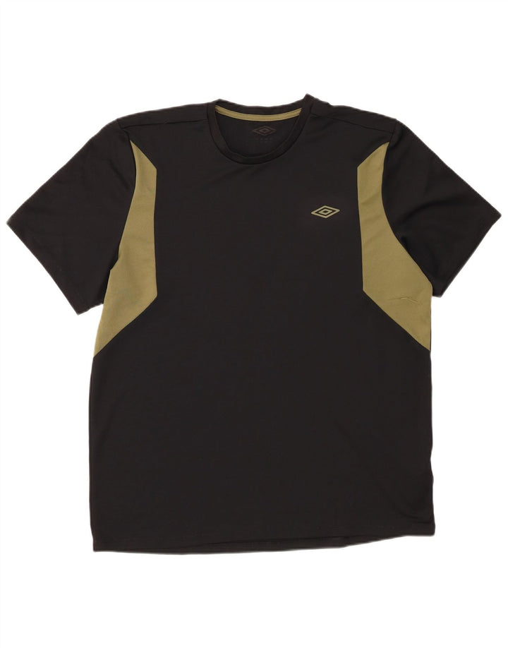 T-shirt da uomo Umbro Top in poliestere color block medio nero