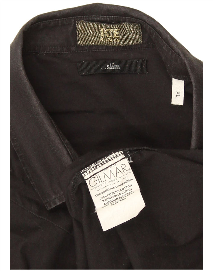 Camicia slim fit da uomo Iceberg XL in cotone nero