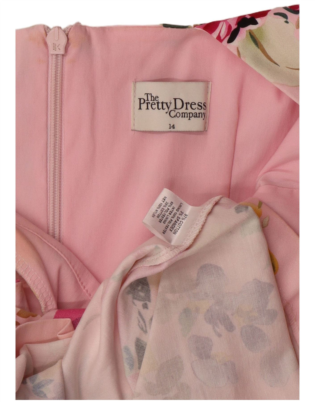 THE PRETTY DRESS COMPANY Abito tubino da donna UK 14 Grande motivo floreale rosa