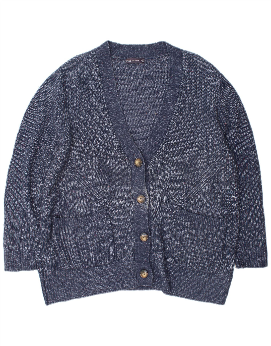 Maglione cardigan oversize da donna Marks & Spencer UK 18 XL blu screziato