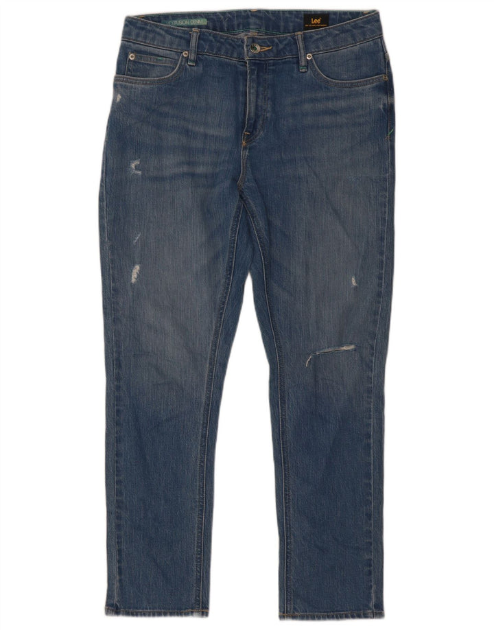 Jeans slim effetto invecchiato Lee da donna W27 L26 cotone blu