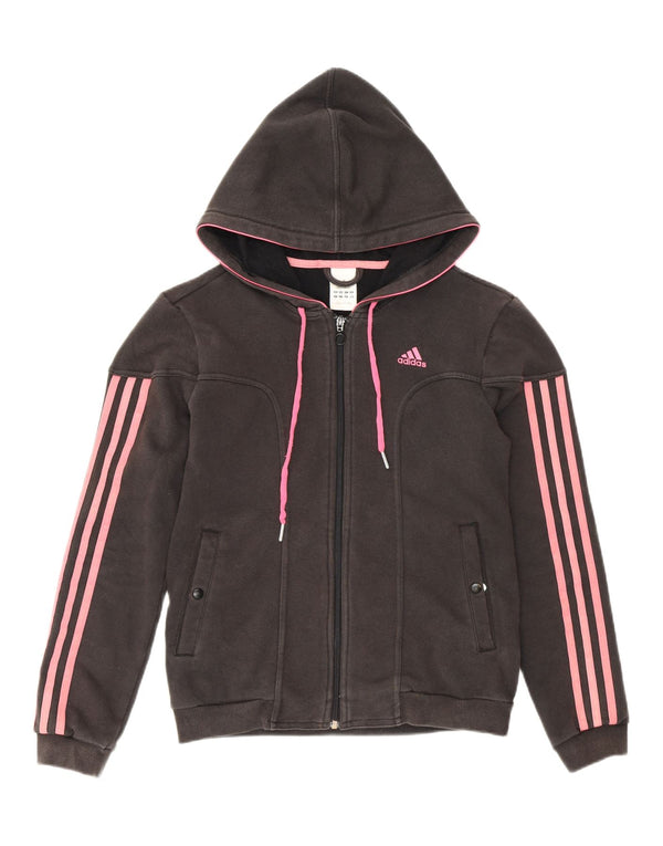 Maglione con cappuccio e zip da donna Adidas UK 12 cotone nero medio