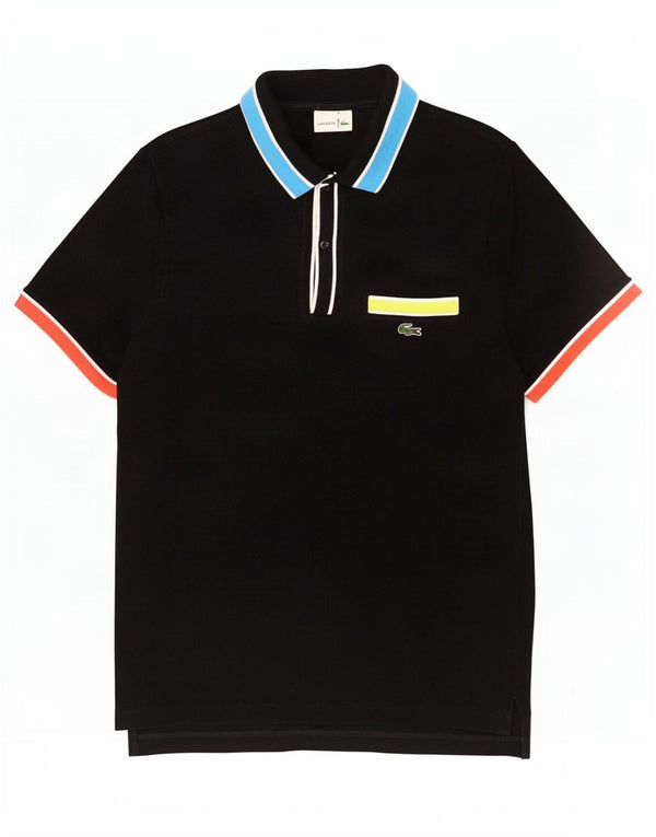 Polo da uomo Lacoste taglia 4 media in cotone color block nero