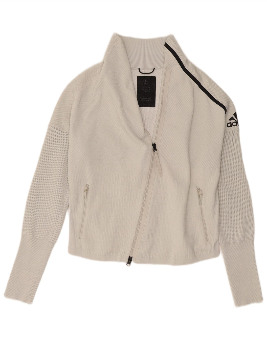 Giacca da ginnastica grafica da donna Adidas UK 8/10 piccola poliestere bianco