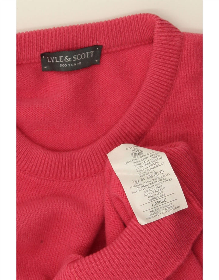 LYLE & SCOTT Mens Crew Neck Jumper Sweater Large Pink New Wool Vintage Lyle & Scott and Second-Hand Lyle & Scott from Messina Hembry 