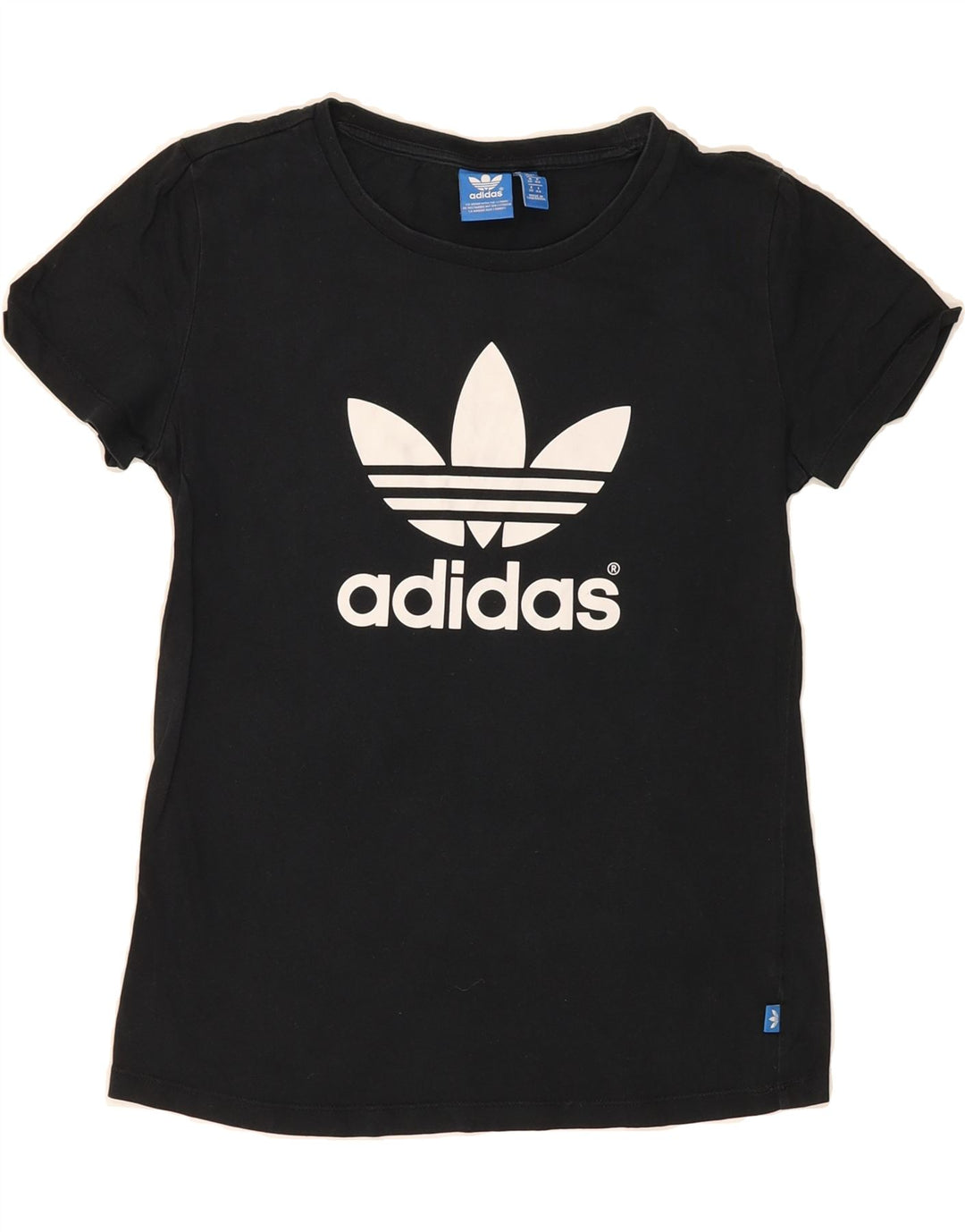 ADIDAS Womens Graphic T-Shirt Top UK 12 Medium Black Vintage Adidas and Second-Hand Adidas from Messina Hembry 