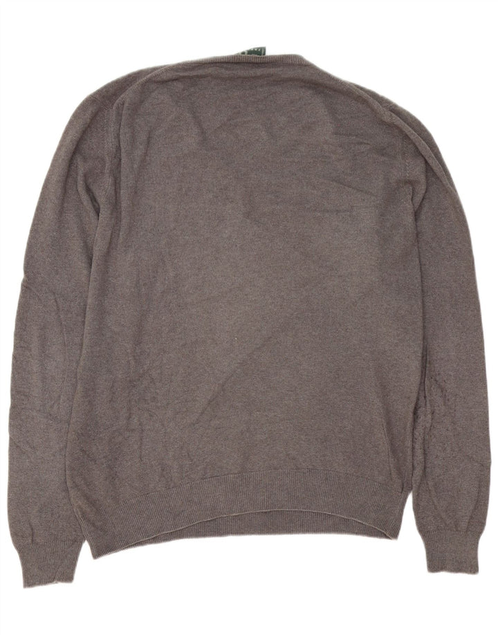 Maglione maglione con scollo a V da uomo Fred Perry XL in lana grigia