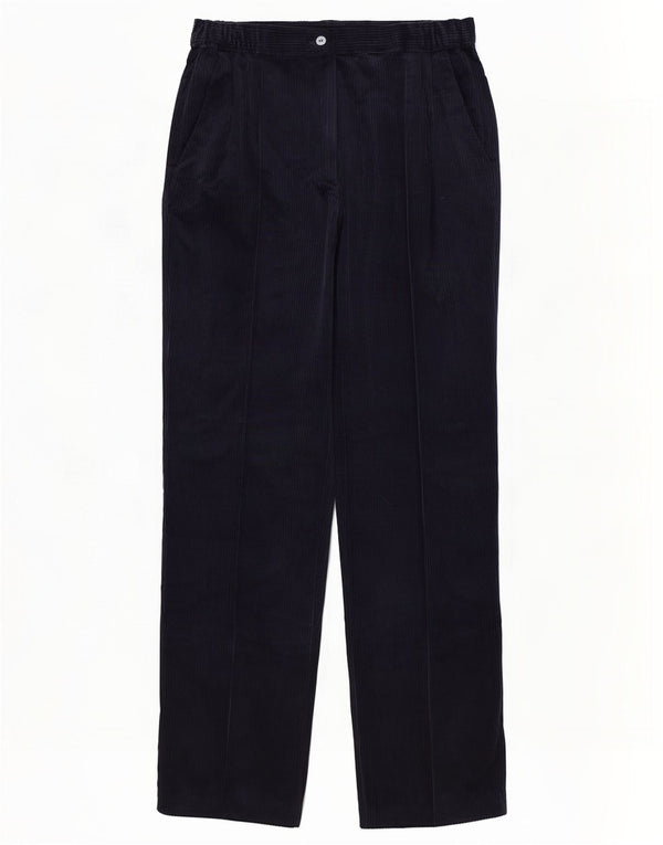 Pantaloni in velluto a coste a vita alta da donna Slimma UK 16 Large W30 L30 Blu navy