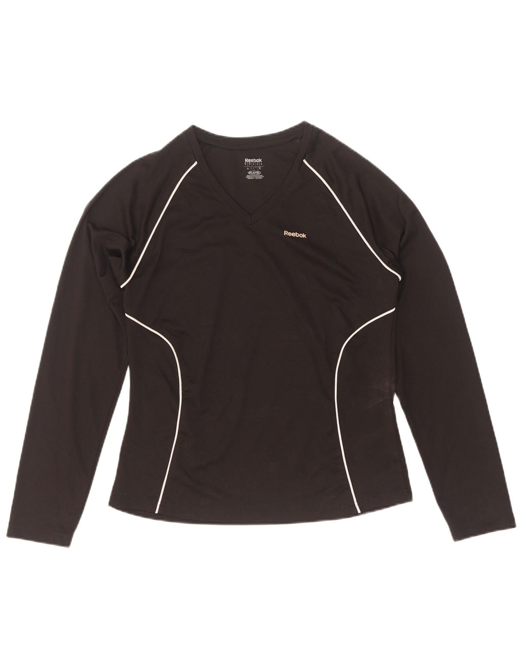 Top Reebok da donna a manica lunga UK 12 Medium Nero Poliestere