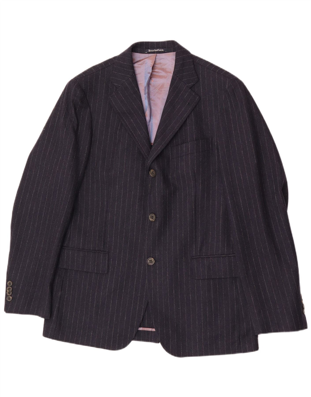Giacca blazer da uomo a 3 bottoni Brooksfield IT 50 grande gessato blu navy