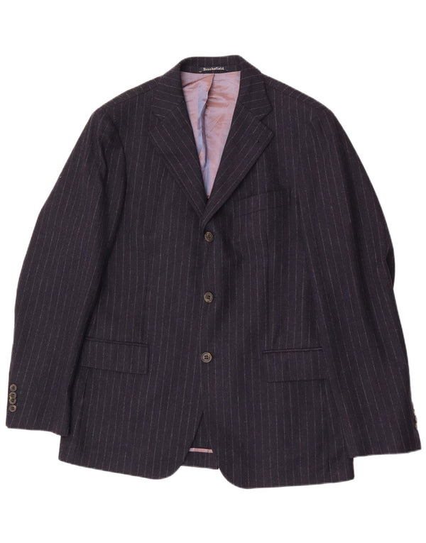 Giacca blazer da uomo a 3 bottoni Brooksfield IT 50 grande gessato blu navy