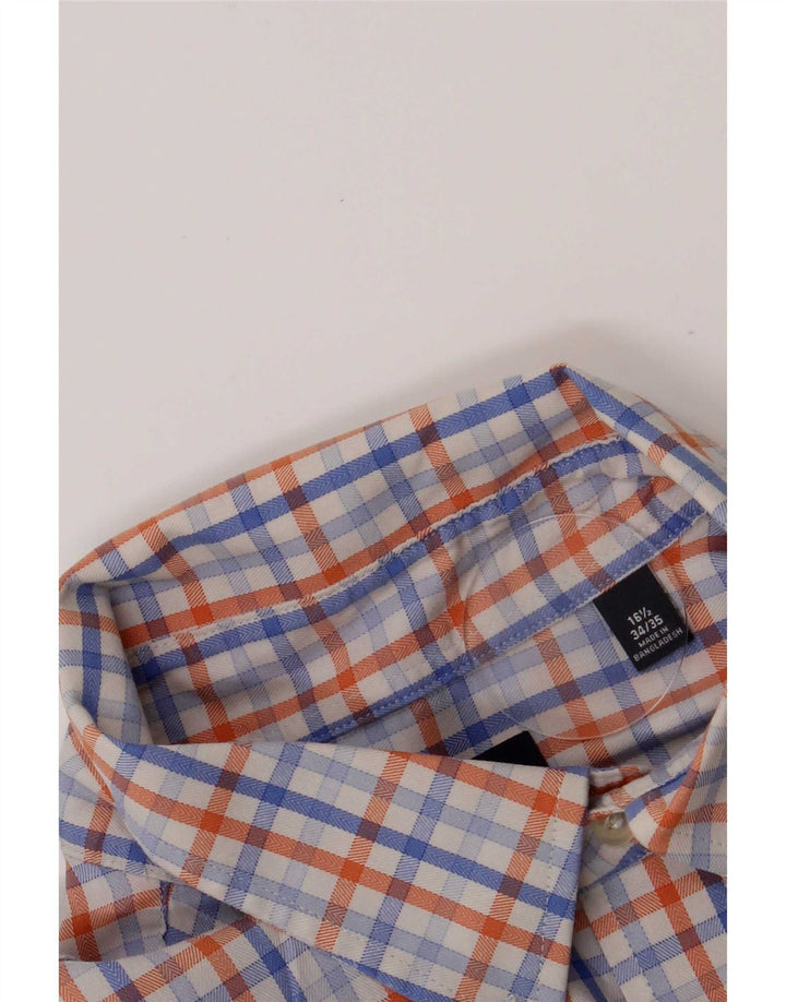 Camicia da uomo Chaps taglia 16 1/2 grande cotone a quadri blu