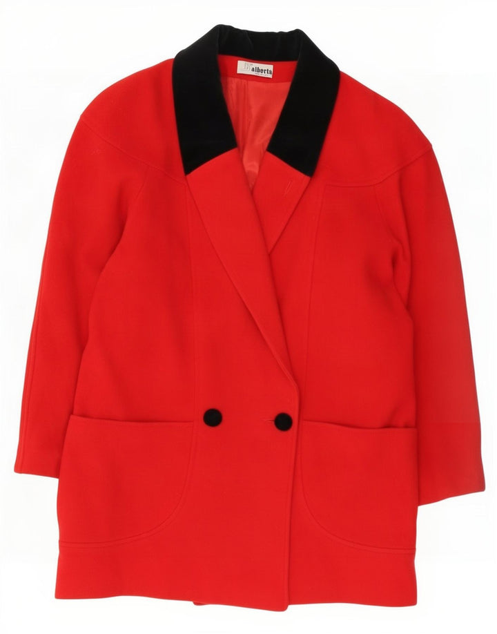 Cappotto doppiopetto vintage da donna IT 46 grande in lana rossa