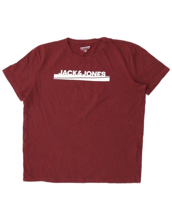T-shirt grafica da uomo Jack & Jones Top XL in cotone bordeaux