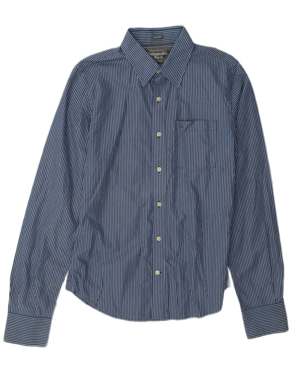 Camicia muscolare da uomo Abercrombie & Fitch in cotone gessato blu medio