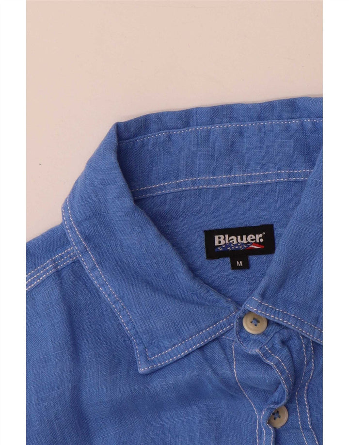 Camicia Blauer Uomo Lino Blu Medio