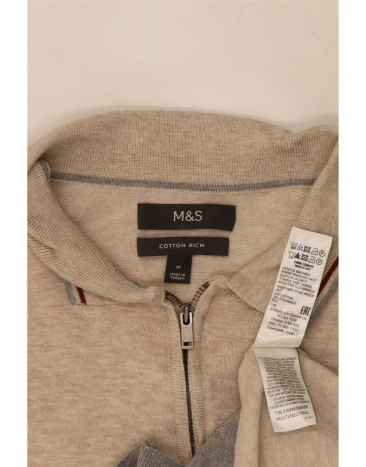 Maglione da uomo Marks & Spencer con collo alto, color block beige medio
