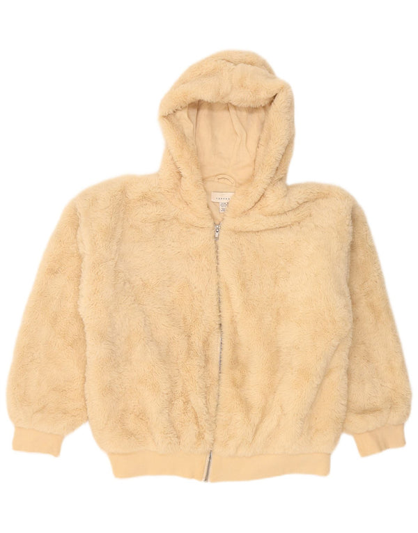 Topshop Giacca in pile oversize con cappuccio da donna con orsacchiotto UK 10 piccola Beige