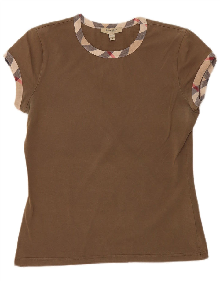 BURBERRY T-shirt da donna Top UK 12 medio cotone kaki