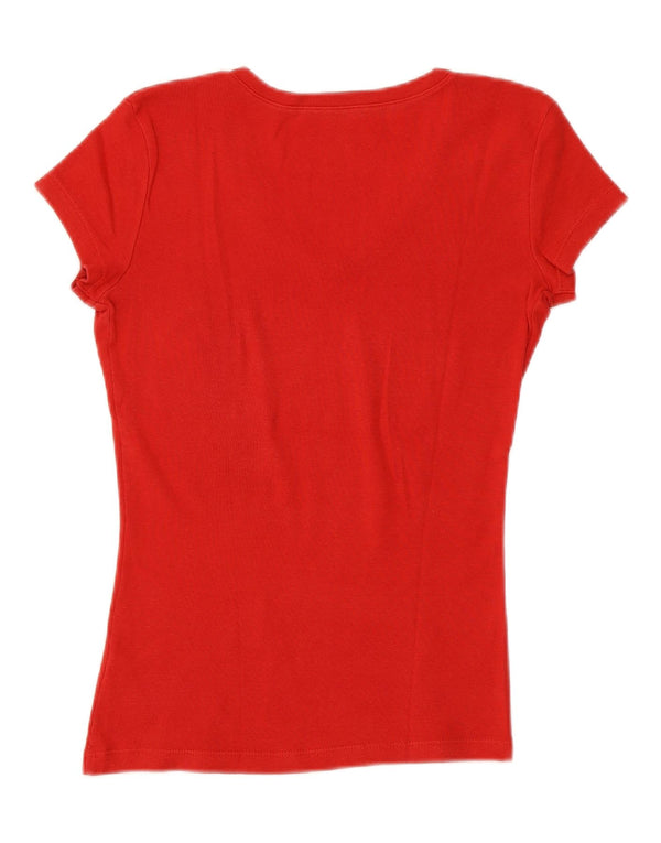 TOMMY HILFIGER T-shirt da donna Top UK 6 XS rosso cotone