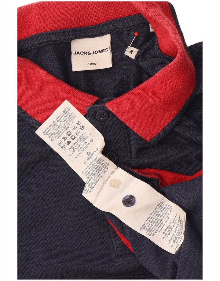 Polo da uomo Jack & Jones in cotone color block medio blu navy