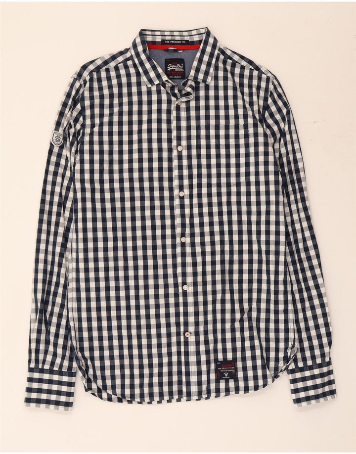 Camicia da uomo ampia Superdry in cotone a quadretti blu navy medio